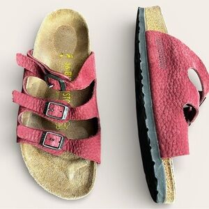 Birkenstock Florida Sandals Narrow Width Deep Red Leather Women's 36 US 5 - 5.5